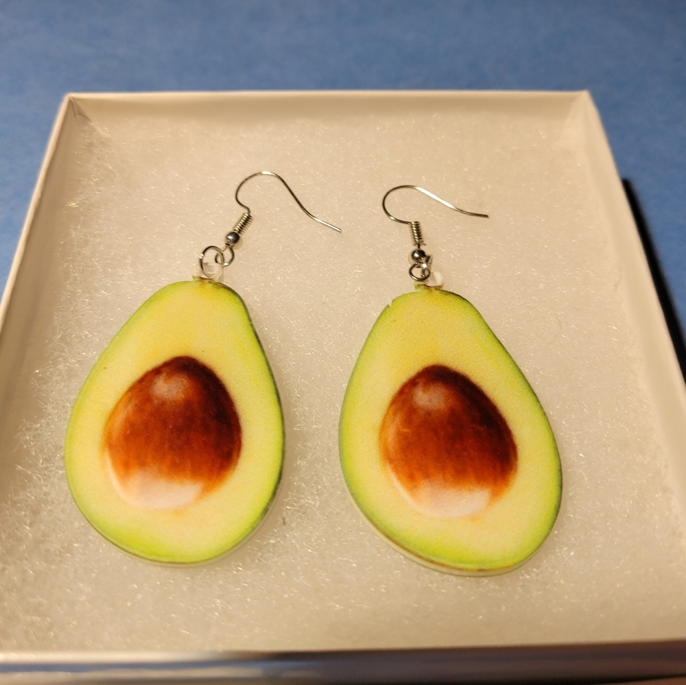 Plastic double sided avocado earrings